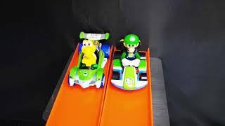 Hot Wheels Mario Kart  Luigi race with koopa troopa