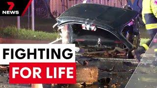 Sedan was demolished as it ploughed into a tanker at South Strathfield | 7NEWS