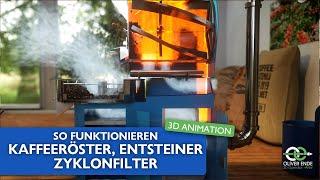 3D Animation: Funktion von Kaffeeröster, Zyklonfilter und Entsteiner