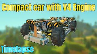 Compact Piston Powered V4 Car Scrap Mechanic (Timelapse Build)