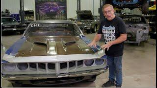 SUPER RARE CUDA DISGUISED AS A RACECAR. CURIOUS YELLOW CUDA