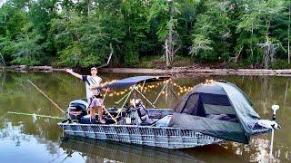 2 Days LIVE BAIT Fishing for Catfish and Camping on my Boat!