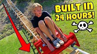 BUILT BACKYARD ROLLER COASTER IN 24 HOURS! *DERAILED*