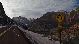 Zion Canyon Scenic Drive in the Winter - 4K Video