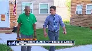 Village of tiny homes housing homeless veterans in Racine produces first success story