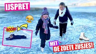 IJSPRET met DE ZOETE ZUSJES!!! [Schaatsen en Vallen Op Natuur ijs] DeZoeteZusjes