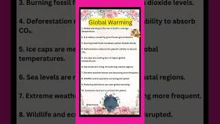 Global Warming essay in english/10 lines on Global Warming/Few lines about Global Warming