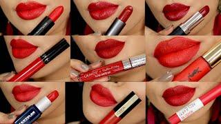 Valentines Red Lipstick Swatches | MAYBELLINE LOREAL COLOURPOP SEPHORA YSL KRYOLAN | LUNA