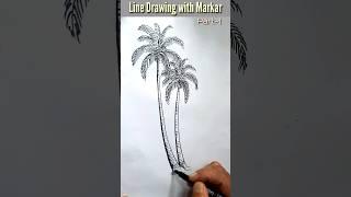 Drawing Palm Tree  | Line Drawing #shorts #viral #shortvideo #art