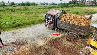 Start a New Project!! Landfill Processing by Best Bulldozer Pushing with Dump Truck 5Ton ,Mix VDO