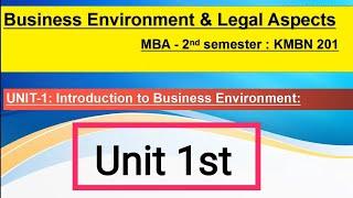 Business Environment and Legal Aspects of business unit 1st || Unit-1 Complete Revision, MBA 2nd sem