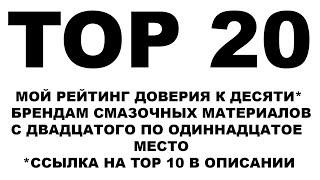 TOP 20 Моторных масел. Мой личный рейтинг доверия к производителям моторных масел. С 20 по 11 место.