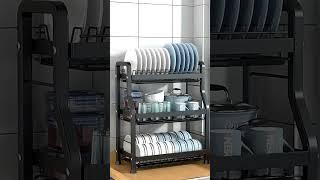 Dish Drying Rack with Draining Plate for Kitchen Counter #DishDrying #Rack #Draining #Kitchen #home