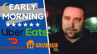 EARLY Morning Orders On Uber Eats, Grubhub & DoorDash Multi-App Ride Along (Was It Worth It?)