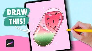 Draw With Me - Watermelon Capsule | Procreate Digital Art Drawing Tutorial for Beginners