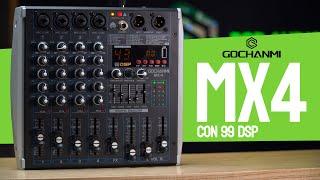 GOCHANMI NX400 Mezcladora de Audio Profesional 4 Canales con Bluetooth, 99 Efectos DSP USB