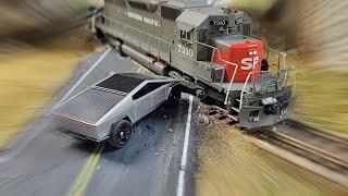 RC Tesla Cybertruck Goes Wild On HO Scale Layout!