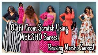 Outfit From Scratch Using Meesho Sarees | 6 Dresses From 6 Sarees | nayalooks | Navya Varma