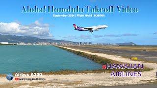 [4K] Aloha! Hawaiian Airlines A330 flying out from Honolulu. | Sept 2024 #hawaiianairlines