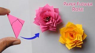 How To Make Paper Flower Rose | Paper Flower Making Step By Step | Diy Paper Rose Flower