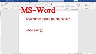 #shorts - MS-Word tricks - Dummy text generator||David Web Tech @BestTechWorld