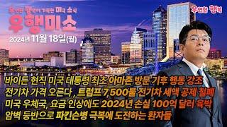 [2024.11.18] 바이든 미국 대통령 최초 아마존 방문, 트럼프 7500불 전기차 세액 공제 철폐, 미국 우체국 2024년 손실 100억불, 암벽 등반으로 파킨슨병 극복 도전