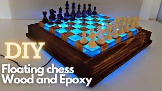 Floating Chess from Wood and Epoxy Resin with LED