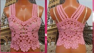 Летний топ "Розовый" крючком.Часть 1.Summer top "Pink" crochet.Part 1