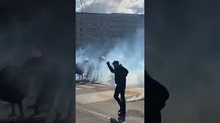 Police and protesters clash at French pension protest 