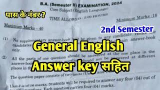 General English | सामान्य अंग्रेजी | B.A 1st Year 2nd Semester Main Exam 2024 Answer Key 2024 MSBU