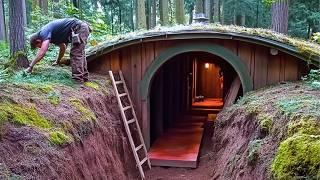 Man Builds Underground Cabin with STONES and LOGS | by @lesnoy