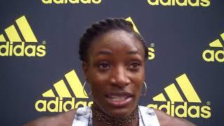 Shaunae Miller-Uibo after running 150m WR at 2018 adidas Boost Boston Games