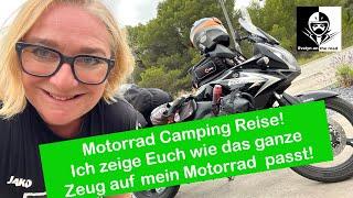 Ich zeige euch, wie das ganze Campingzeug auf mein Motorrad passt.