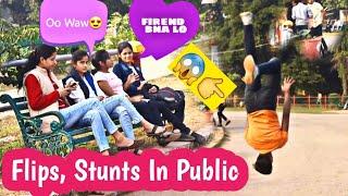 flips and stunts In Garden Cute Girls reaction on Stunts /Allahabadi flipper