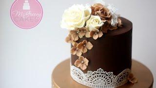 How to Ganache (or buttercream) a Cake and Get Sharp Edges!