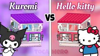 Aesthetic Neat Street Apartment  KUROMI vs Hello kitty  Toca Boca House Ideas | Toca Life World