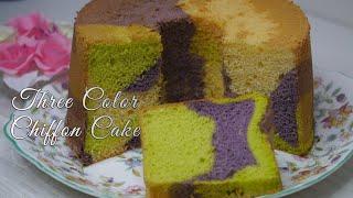 Three Color Chiffon Cake / Three Flavor Chiffon Cake