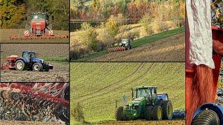 Semis et labour dans les collines en automne : Lemken, Megant, John Deere, New Holland...