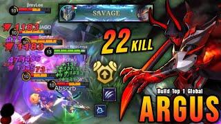 SAVAGE + 22 Kills!! Argus New META with Marksman Emblem!! - Build Top 1 Global Argus ~ MLBB