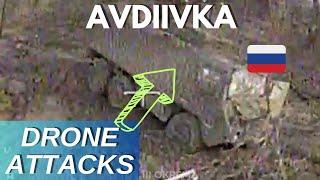 Avdiivka.The Ukrainian Unit of the Third Assault Brigade attacks the Russians with kamikaze drones