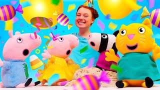 Spielzeug Video für Kinder mit Irene und Peppa Wutz | Plüpa Plüsch Paradies. Wir basteln eine Piñata