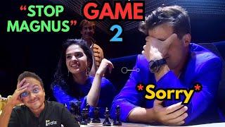 "Can you stop doing that Magnus?" - Tania Sachdev | Game 2 Freestyle Exhibition Singapore 2024