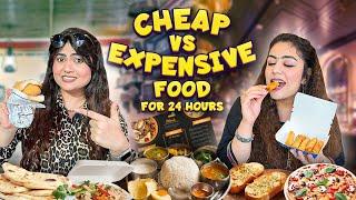 Eating ONLY Cheapest vs Most Expensive Item on the Menu for 24 Hours Food Challenge X Thakur Sisters