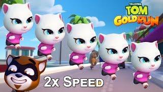 Talking Tom Gold Run Android Gameplay - Talking Angela 2X Speed Run Faster 2017