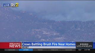 Crews battling 500-acre brush fire in Hemet