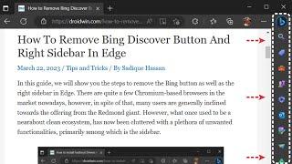 How to Remove Bing Discover Button and Right Sidebar in Edge Browser