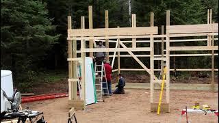 Pole Barn Build --  Headers and Post Prep for Truss