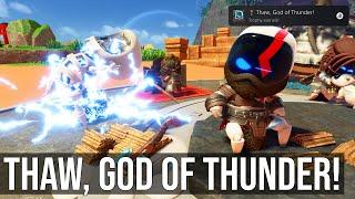 Astro Bot - Thaw, God of Thunder! Trophy (Froze A Hammer-Wielding Deity With The Axe In Crash Site)