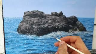 How to paint a rock in the sea - brennerfineart #Shorts