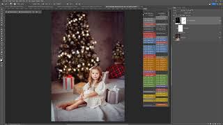 Adding bokeh Christmas lights to tree in Photoshop for Photographers at Christmas Mini Sessions